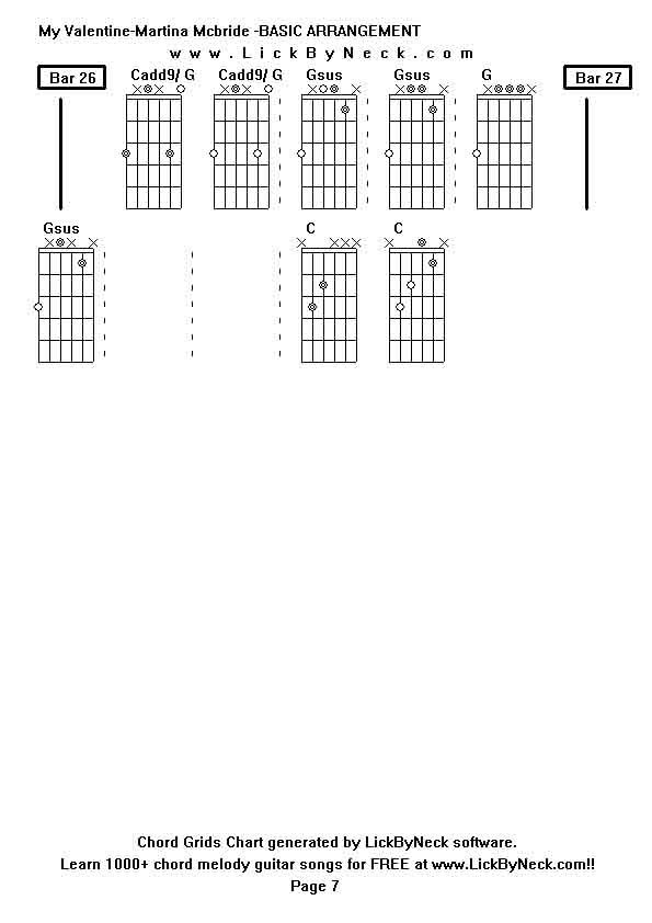 Chord Grids Chart of chord melody fingerstyle guitar song-My Valentine-Martina Mcbride -BASIC ARRANGEMENT,generated by LickByNeck software.